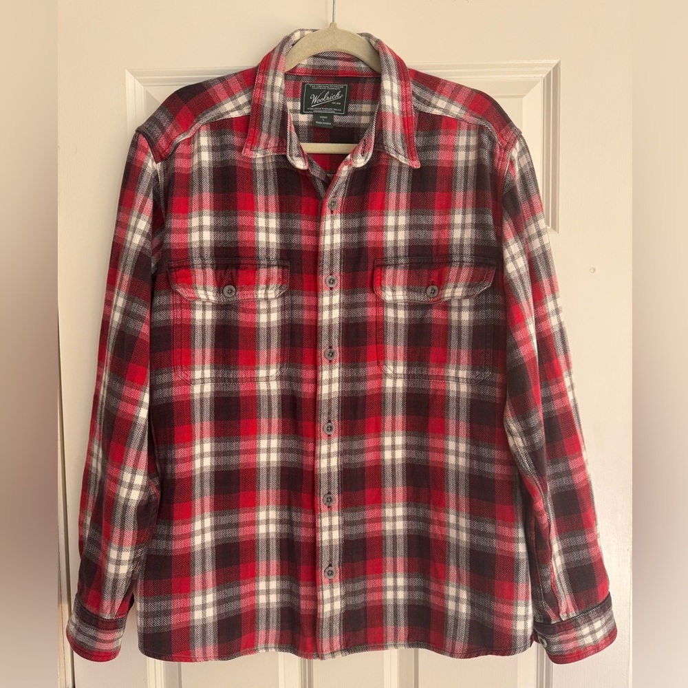 Woolrich plaid‎ 100% cotton long sleeve button up shirt men’s L